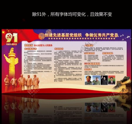 迎接中国91周年华诞先进党组织宣传栏