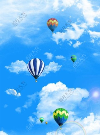 云彩蓝天白云氢气球热气球