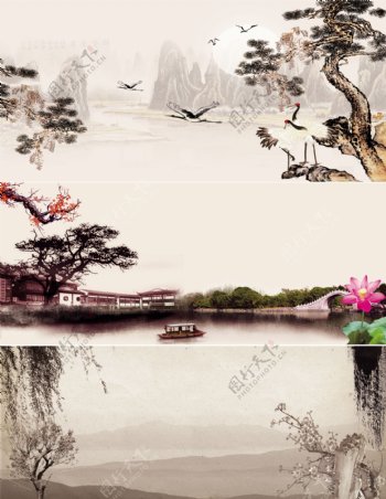 中国古风水墨画背景