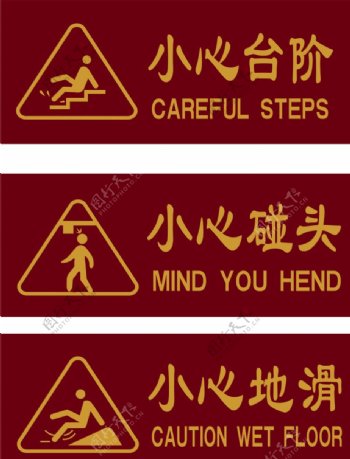 小心台阶小心碰头小心地滑