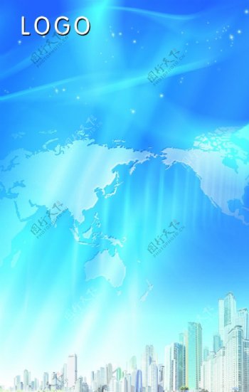蓝色科技海报世界地球城市DM单