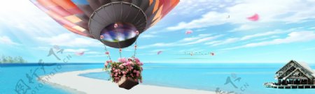 夏天热气球大海报背景素材