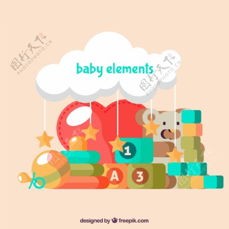 不同元素的婴儿元素素材