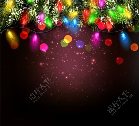 圣诞节彩灯和光斑图片