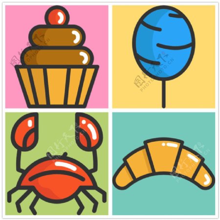 可爱立体食物icon图标