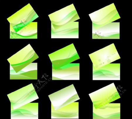 绿色波浪名片设计矢量素材