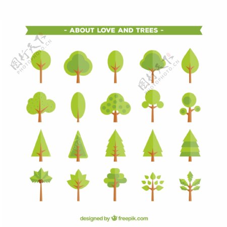 绿色树木图标矢量素材图片