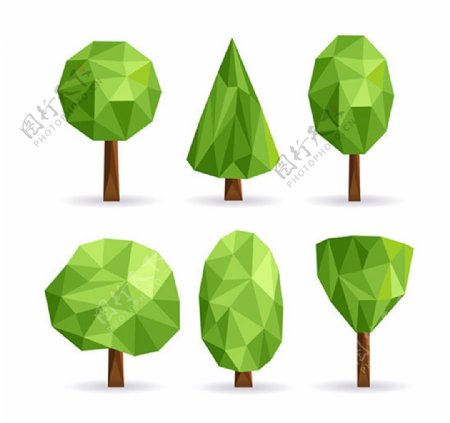 绿色树木矢量图片AI