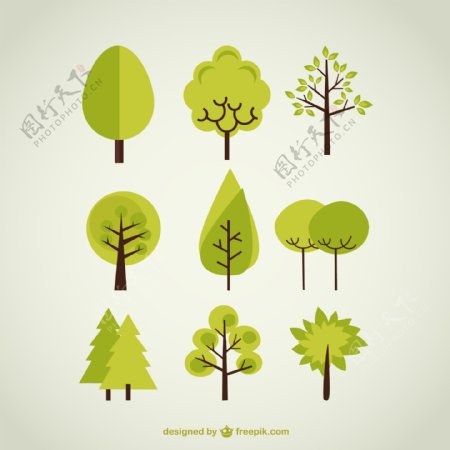 清新树木设计矢量素材图片
