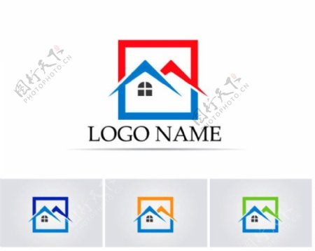 方形别墅房屋标志图片