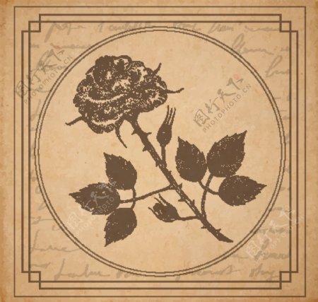 复古玫瑰花设计矢量素材