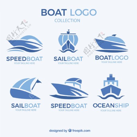 抽象游艇轮船标志图标