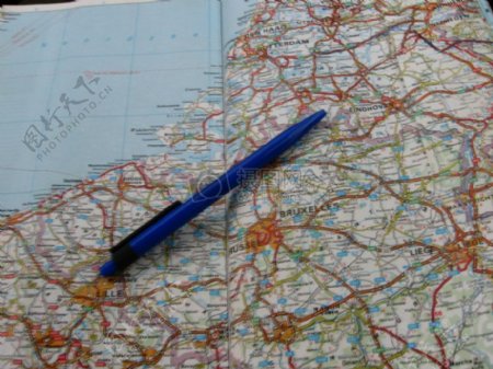 地图上的蓝笔