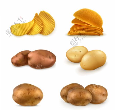 6款土豆与薯片图标矢量素材