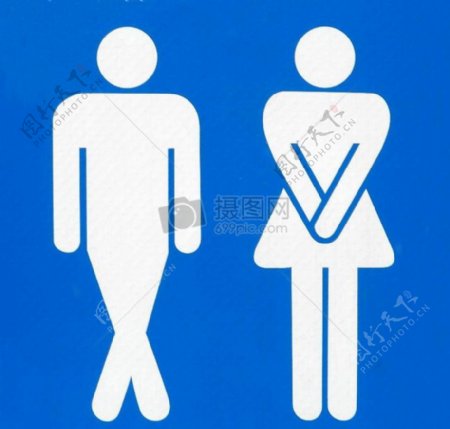 蓝色的厕所标志