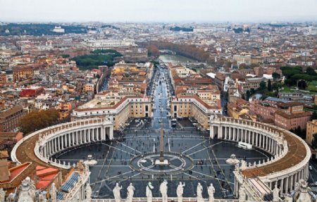 罗马广场鸟瞰雕像全景图