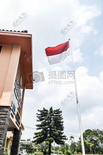 天空多风查看国旗印度尼西亚国家国旗风和旗