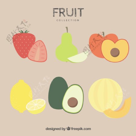 手绘各种美味的水果矢量素材