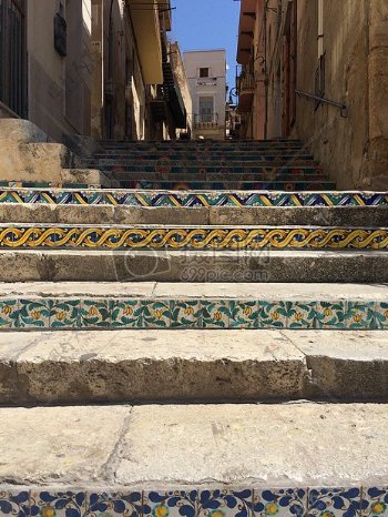 楼梯夏天瓷砖陶瓷西西里岛夏卡
