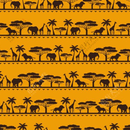 非洲动物无缝背景矢量素材