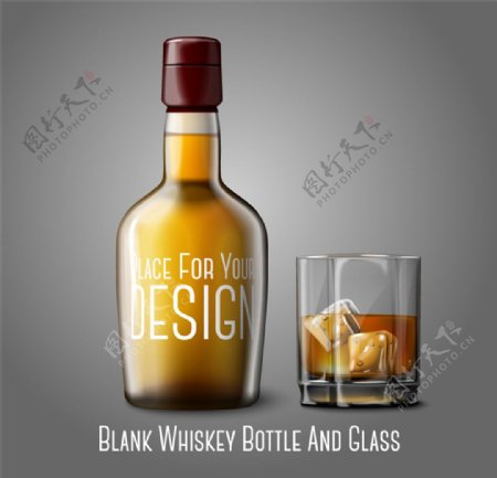 威士忌与酒杯设计矢量素材