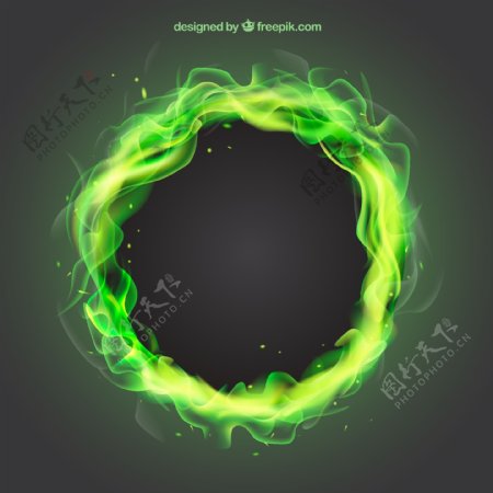 绿色火焰圆环矢量素材图片