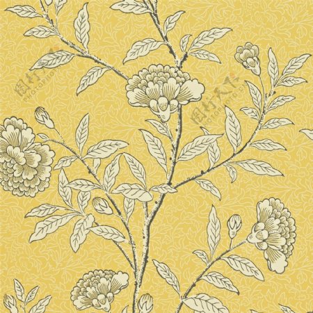 黄色花枝图案壁纸