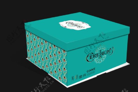 蛋糕盒孔雀矢量图包装设计
