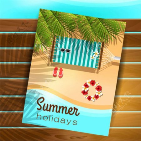 夏日海报沙滩背景图片