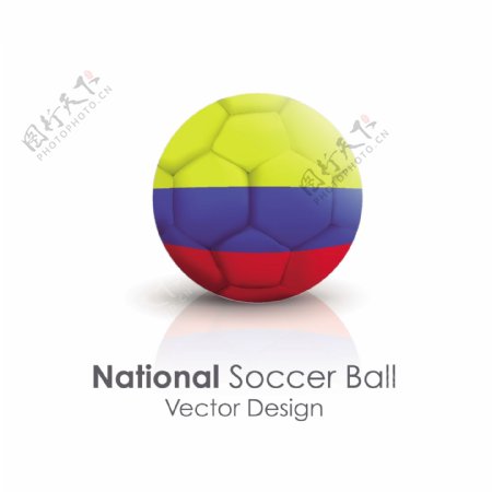 哥伦比亚国旗足球贴图矢量素材