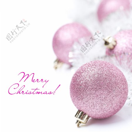 粉色圣诞节装饰球图片