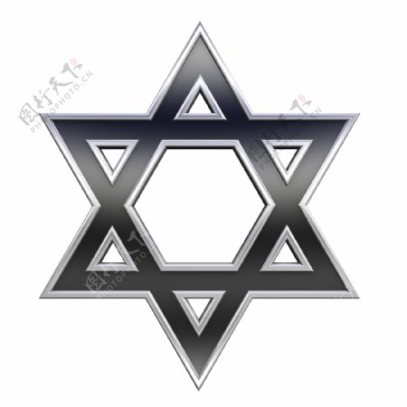 黑铬框架犹太教宗教象征的明星戴维白色隔离