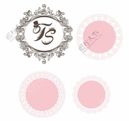 婚庆logo圆形蕾丝花纹