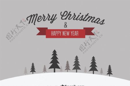 圣诞快乐和新年快乐的雪明信片