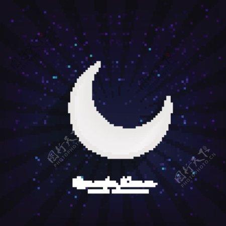 开斋节阿拉伯新月图形深色背景