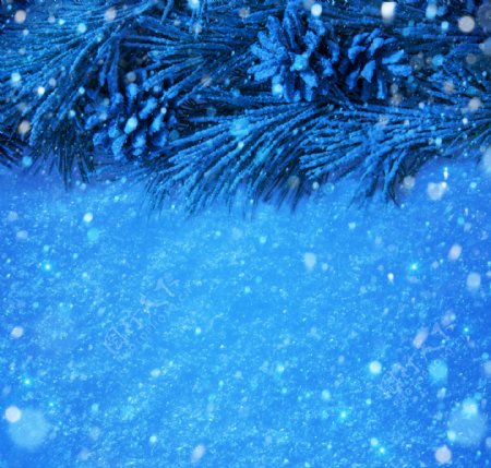 蓝色圣诞雪花背景图片