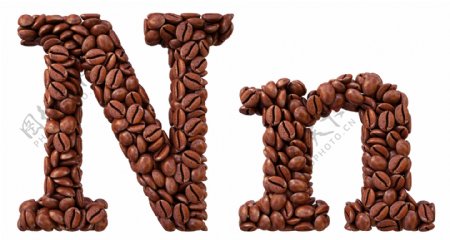 咖啡豆组成的字母N图片