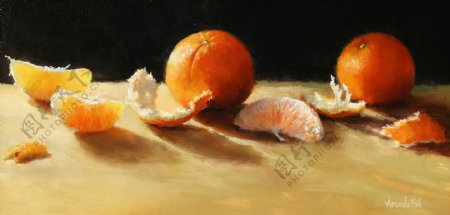 橘子静物油画写生图片