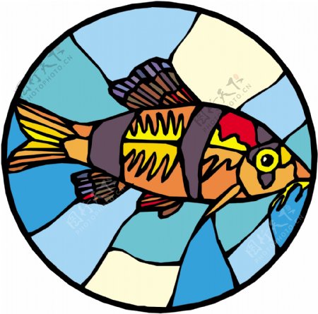 五彩小鱼水生动物矢量素材EPS格式0155