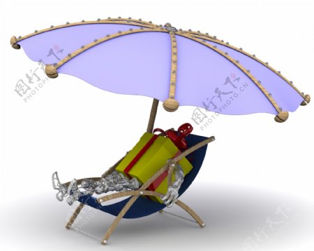 遮阳伞下的机器人礼物图片