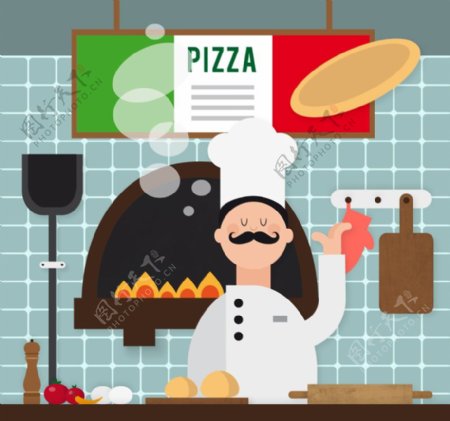 意大利厨师插画