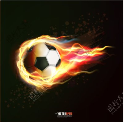 带火的足球矢量图