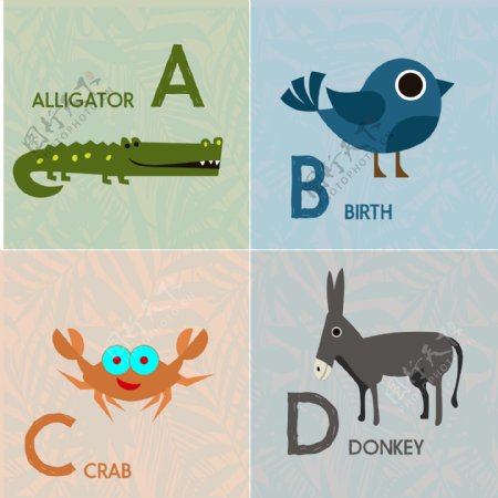 可爱的动物字母组