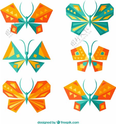 9款创意几何蝴蝶设计矢量素材