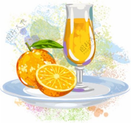 黄色橙子汁背景图