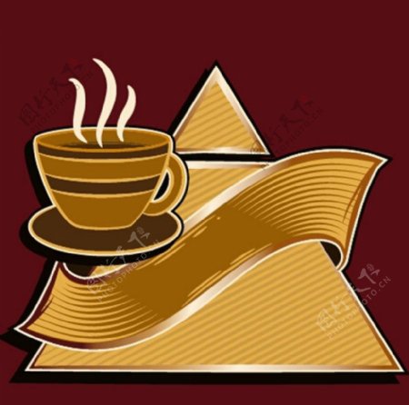 黄色咖啡三角形背景图