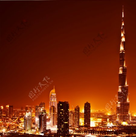 迪拜阿联酋摩天大楼夜景图片