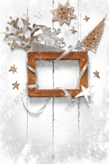 圣诞节彩带和木框图片
