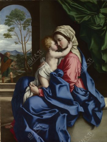 圣母耶稣油画肖像图片