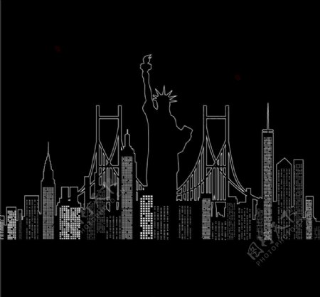 创意纽约城市剪影